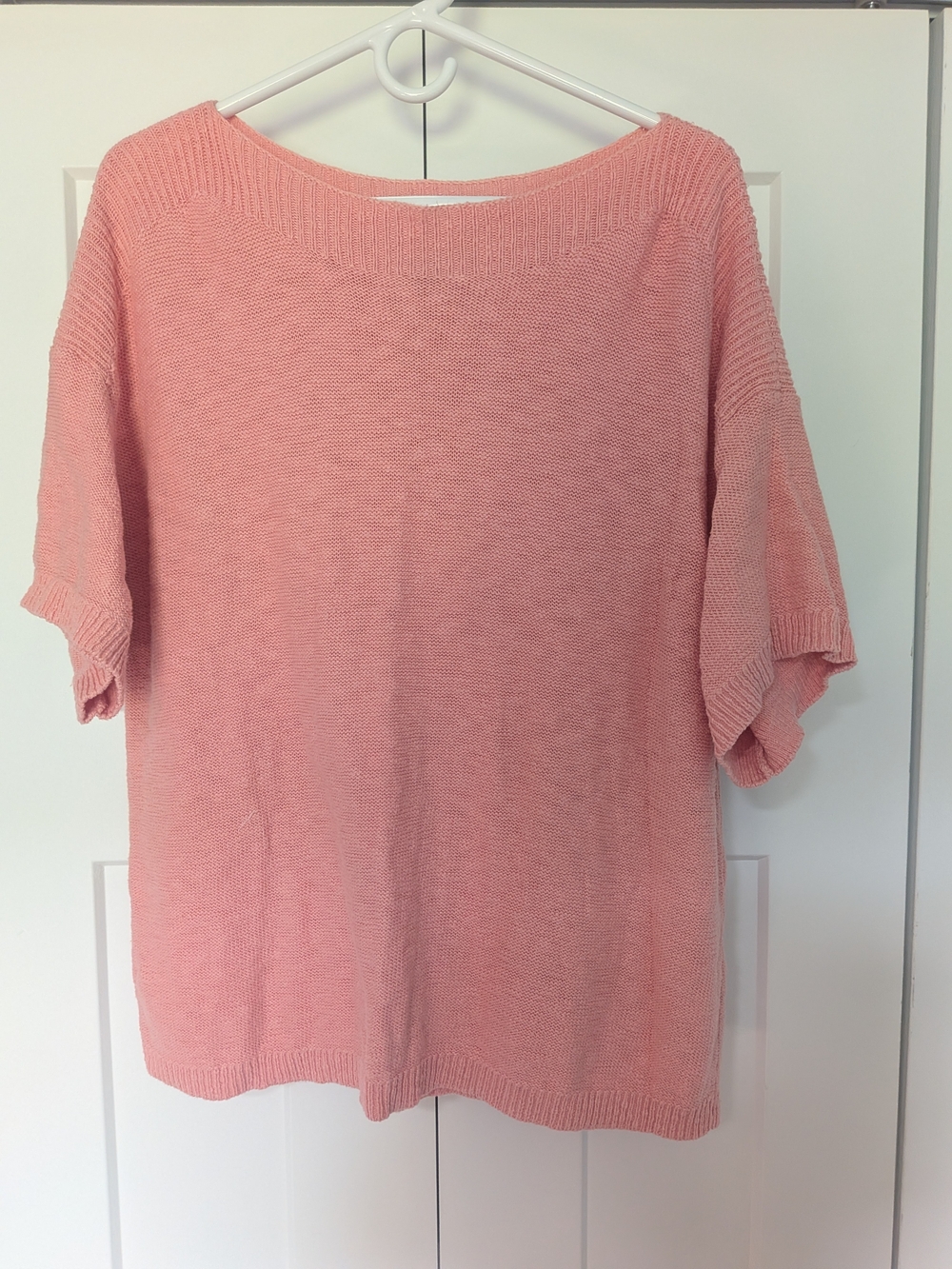 Loft Outlet Pink Short Sleeve 100% Cotton Sweater Size Large